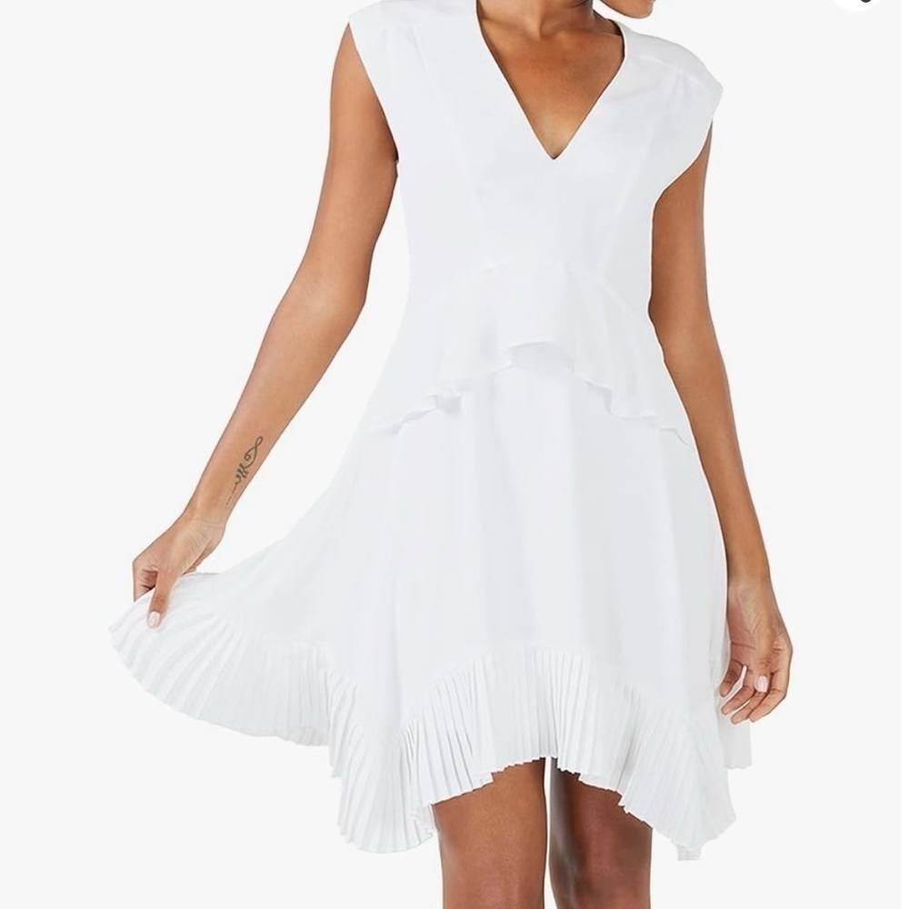 Bcbgmaxazria White Pleated Dress